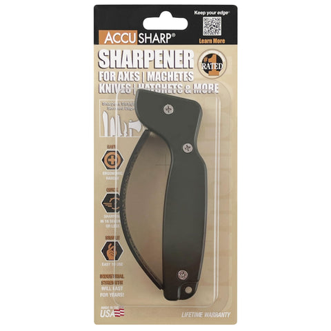 ACCUSHARP sharpens straight and serrated blades with fast, consistent results.