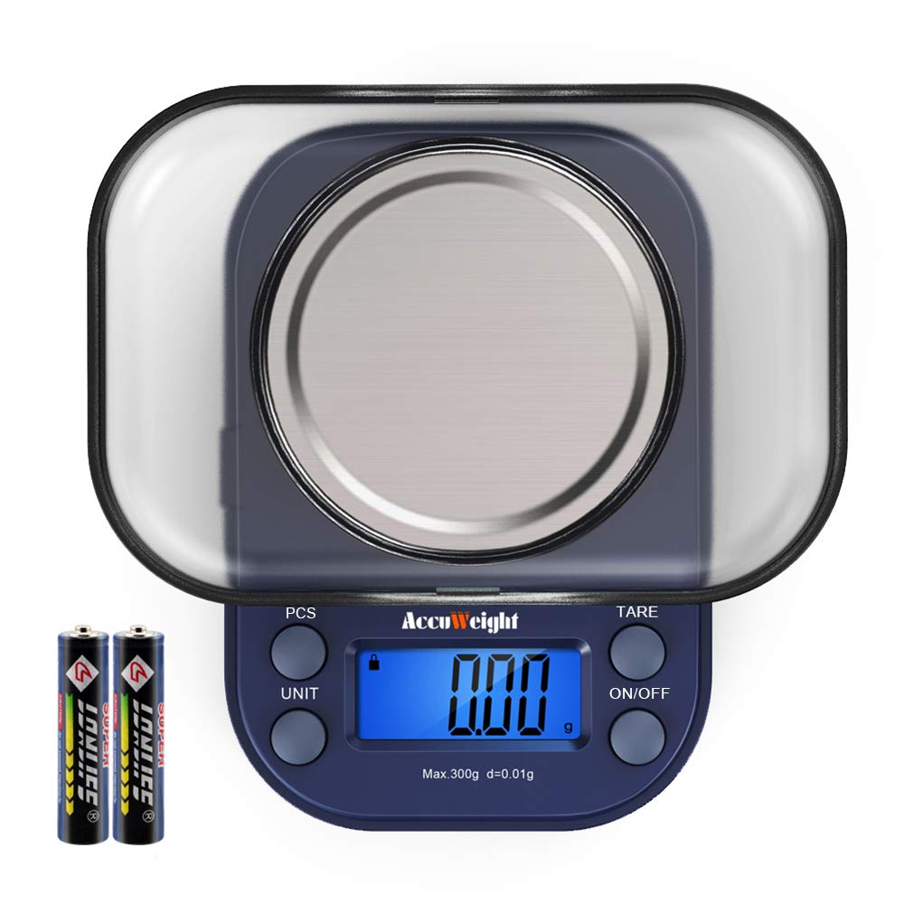 AccuWeight digital gram scale front view showing a clear readout for small items