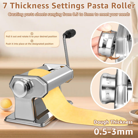 AceChef pasta maker dough roller with adjustable settings for silky sheets.