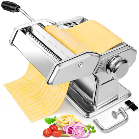 AceChef pasta maker with seven thickness settings for customizable pasta texture.
