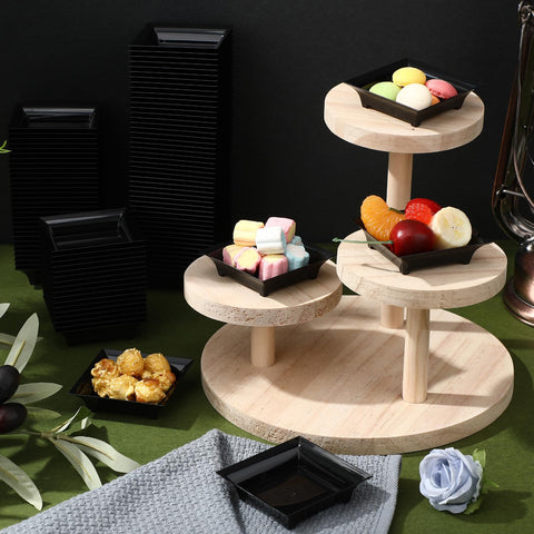 Acellegic food-grade plastic mini plate in black, sturdy for chilled or room-temperature dishes.