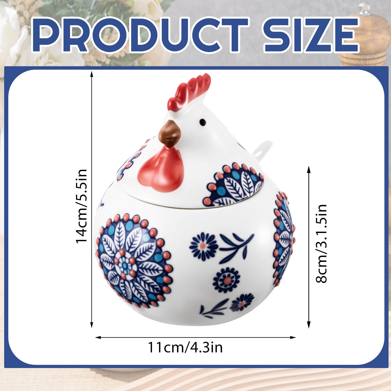 Acellegic blue chicken cookie jar adds playful charm while keeping cookies fresh.