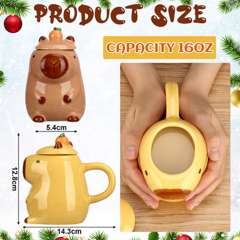 Acellegic Capybara mug with lid in lemon yellow for bright drinks.