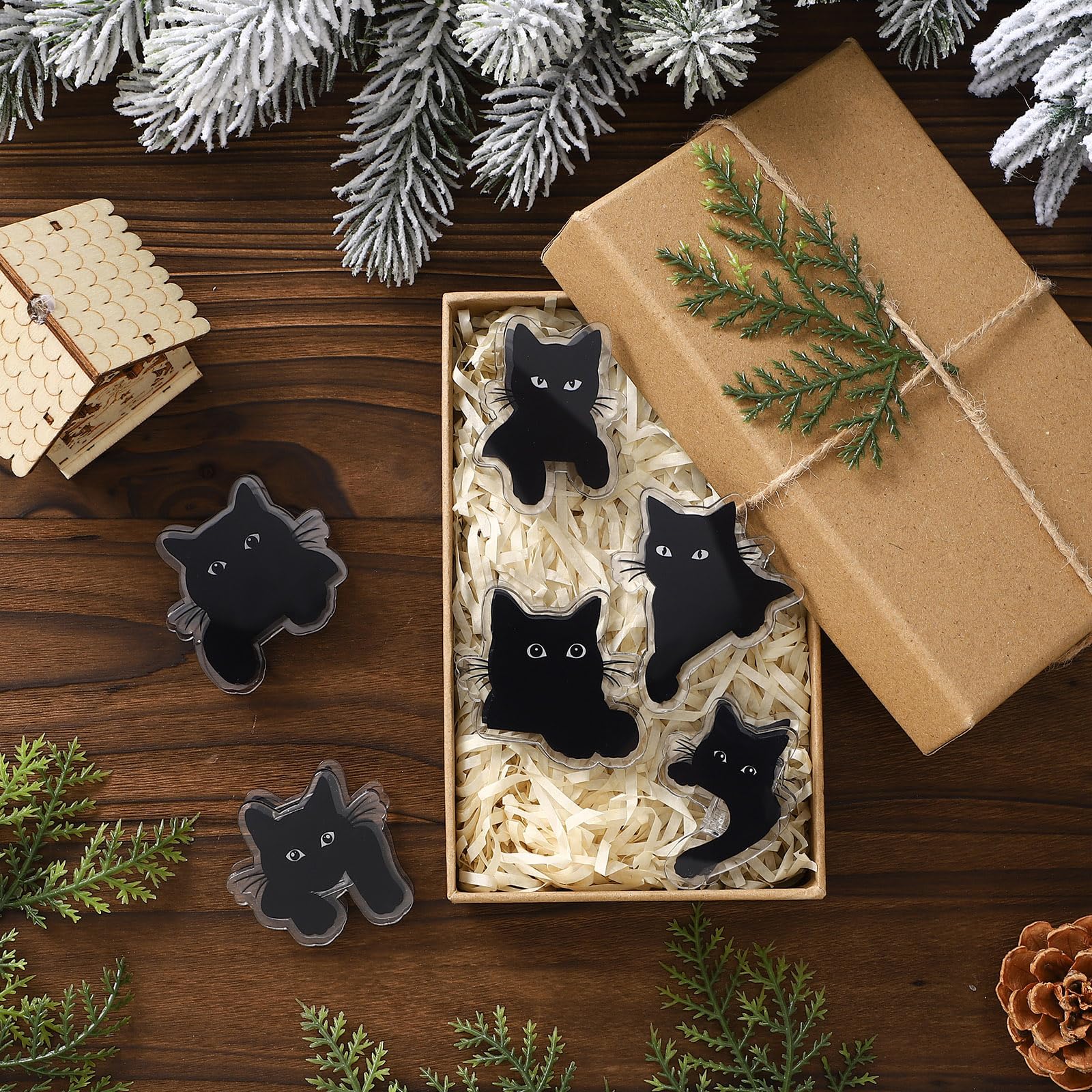 Acellegic black cat clip on fridge door holds receipts and reminders