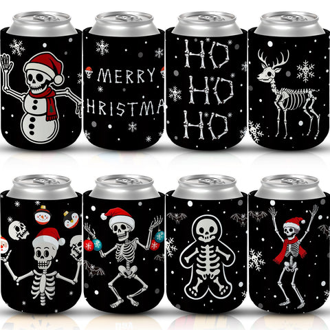 Acellegic Christmas skeleton can sleeve with festive design keeps drinks cold