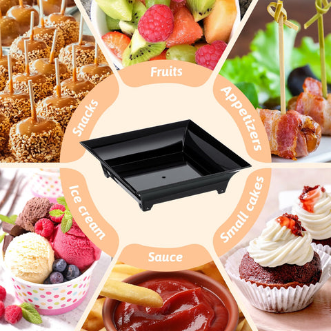 Acellegic easy-clean disposable plates in black, save time on cleanup after events.