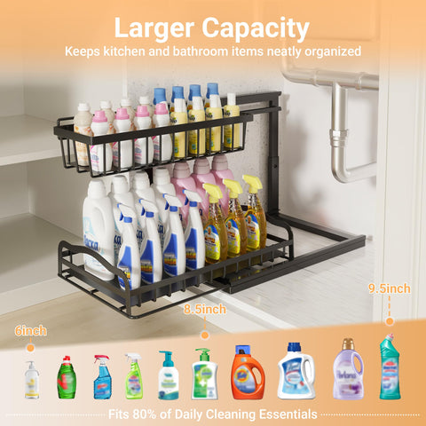 AceMining under-sink organizer anti-slip base prevents movement on wet surfaces