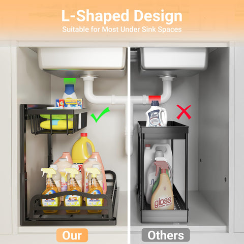 AceMining under-sink organizer easy-install and quick-clean design