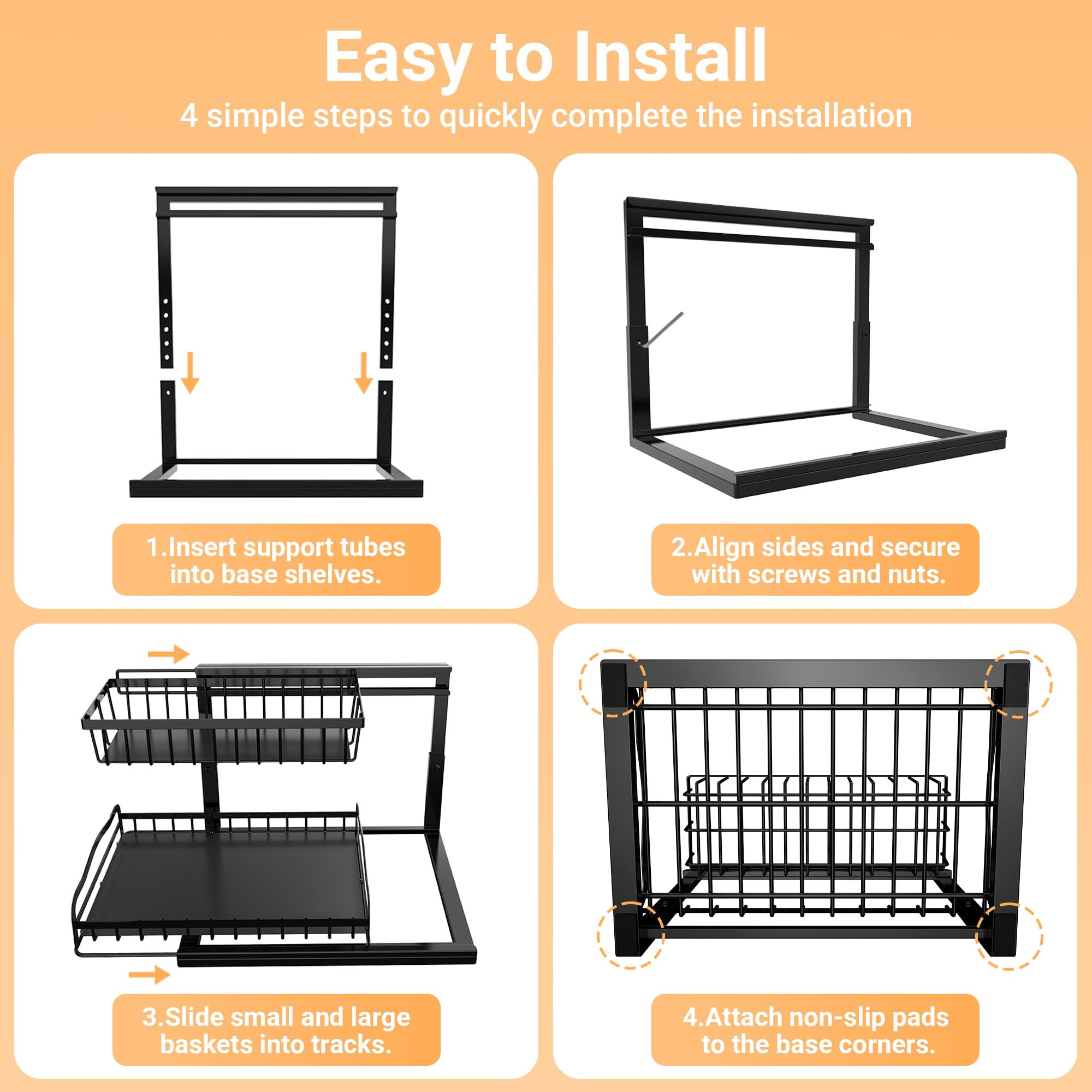 AceMining under-sink organizer for kitchen or bathroom use improves clutter control