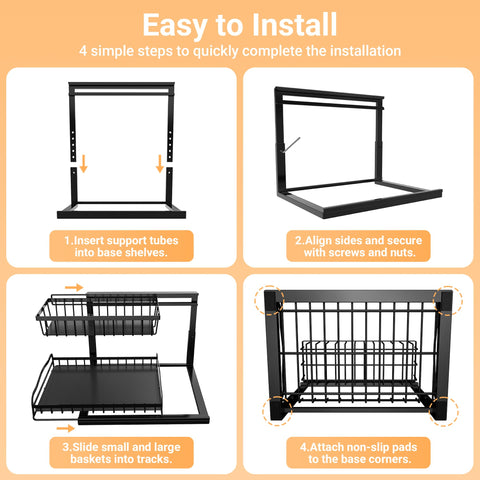 AceMining under-sink organizer for kitchen or bathroom use improves clutter control