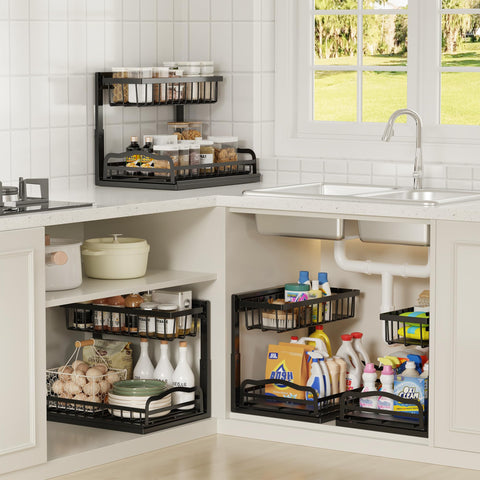 AceMining under-sink organizer open-grid design enhances airflow and dryness