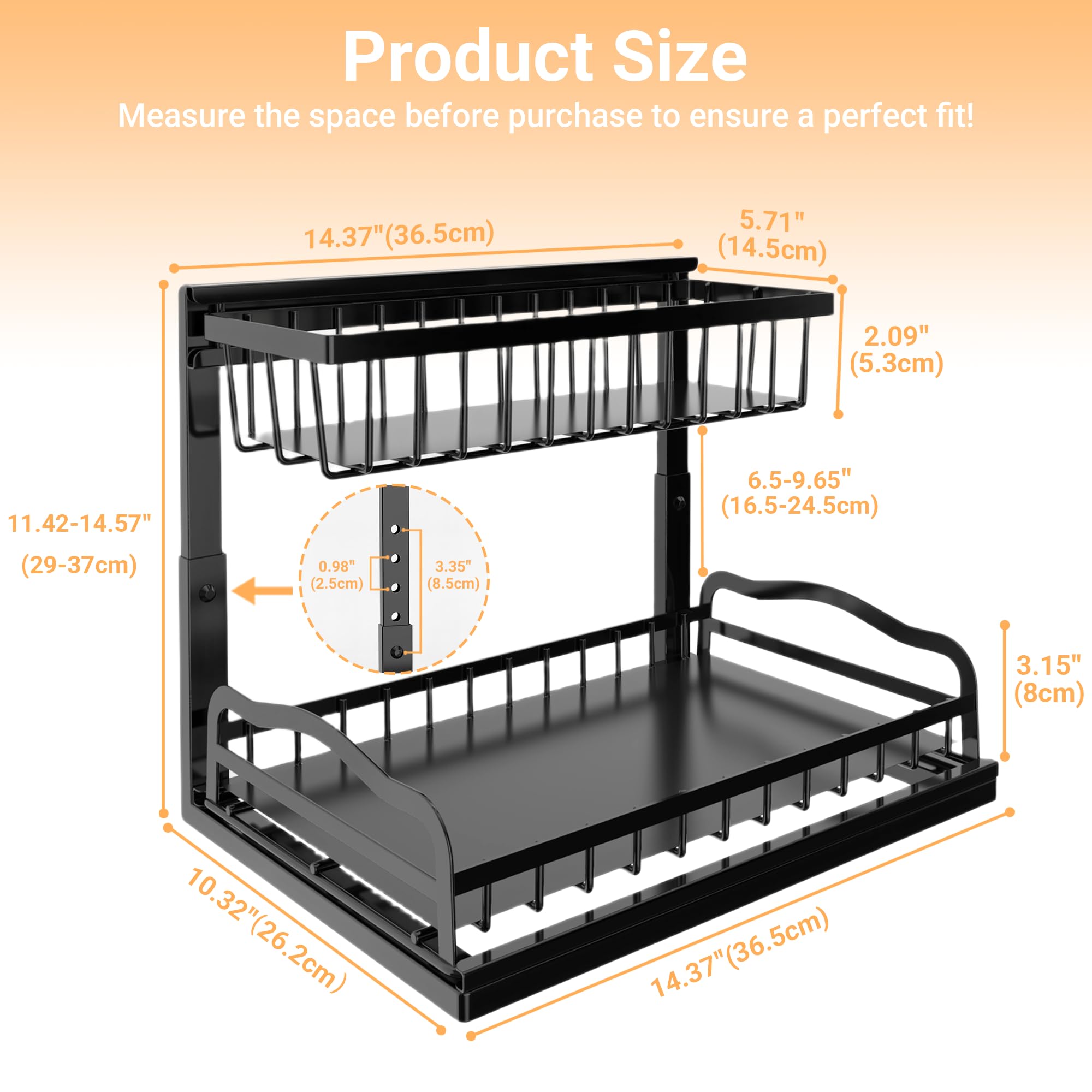 AceMining under-sink organizer with sliding drawers keeps back items within reach