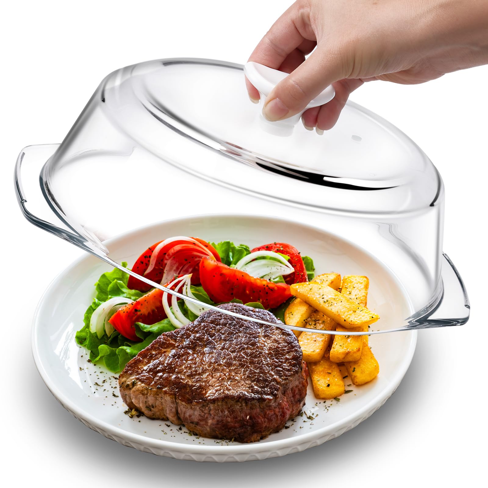 ACEPRUT ACE PRODUCT glass microwave cover keeps surfaces clean while cooking.