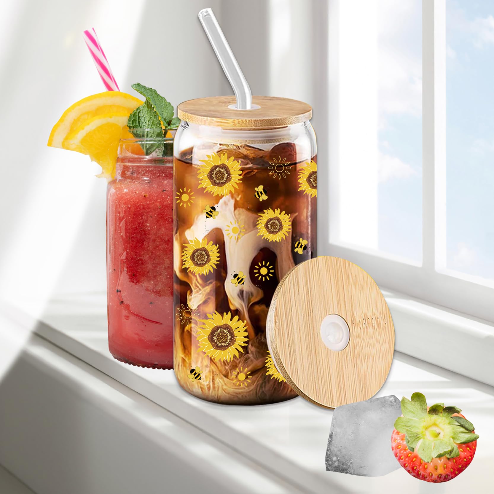Acessorz glass drinking cup with straw for stylish daily use.