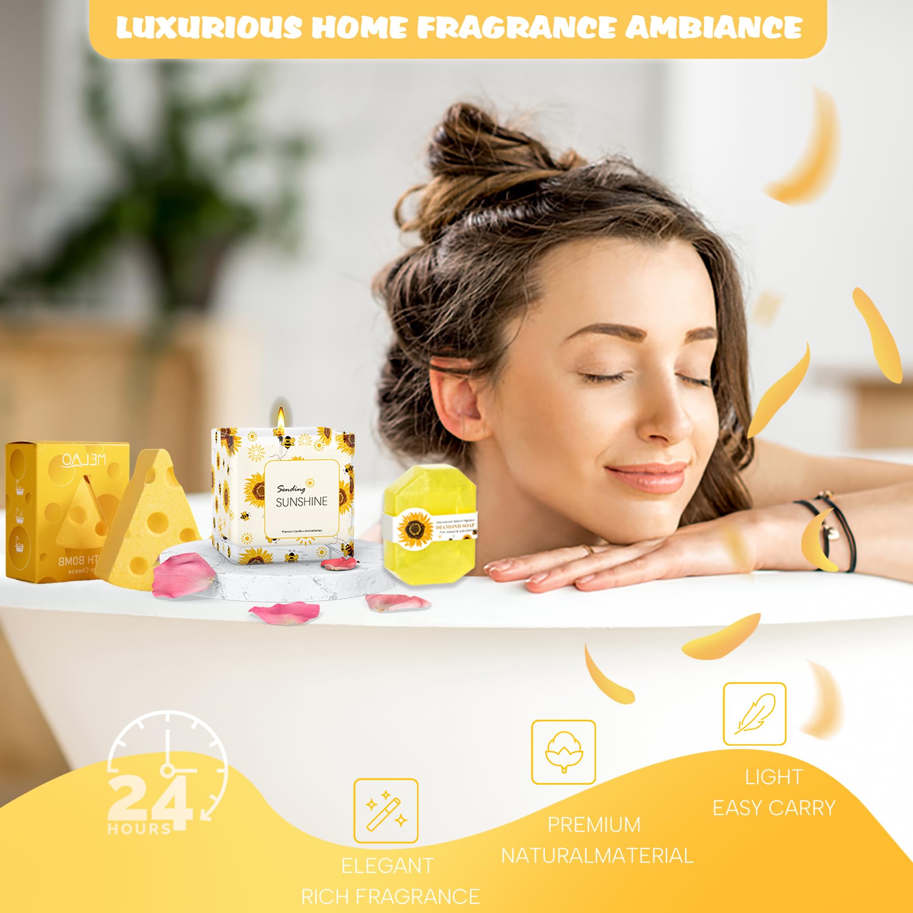 Acessorz sunflower bath salt balls offer spa-like relaxation at home.