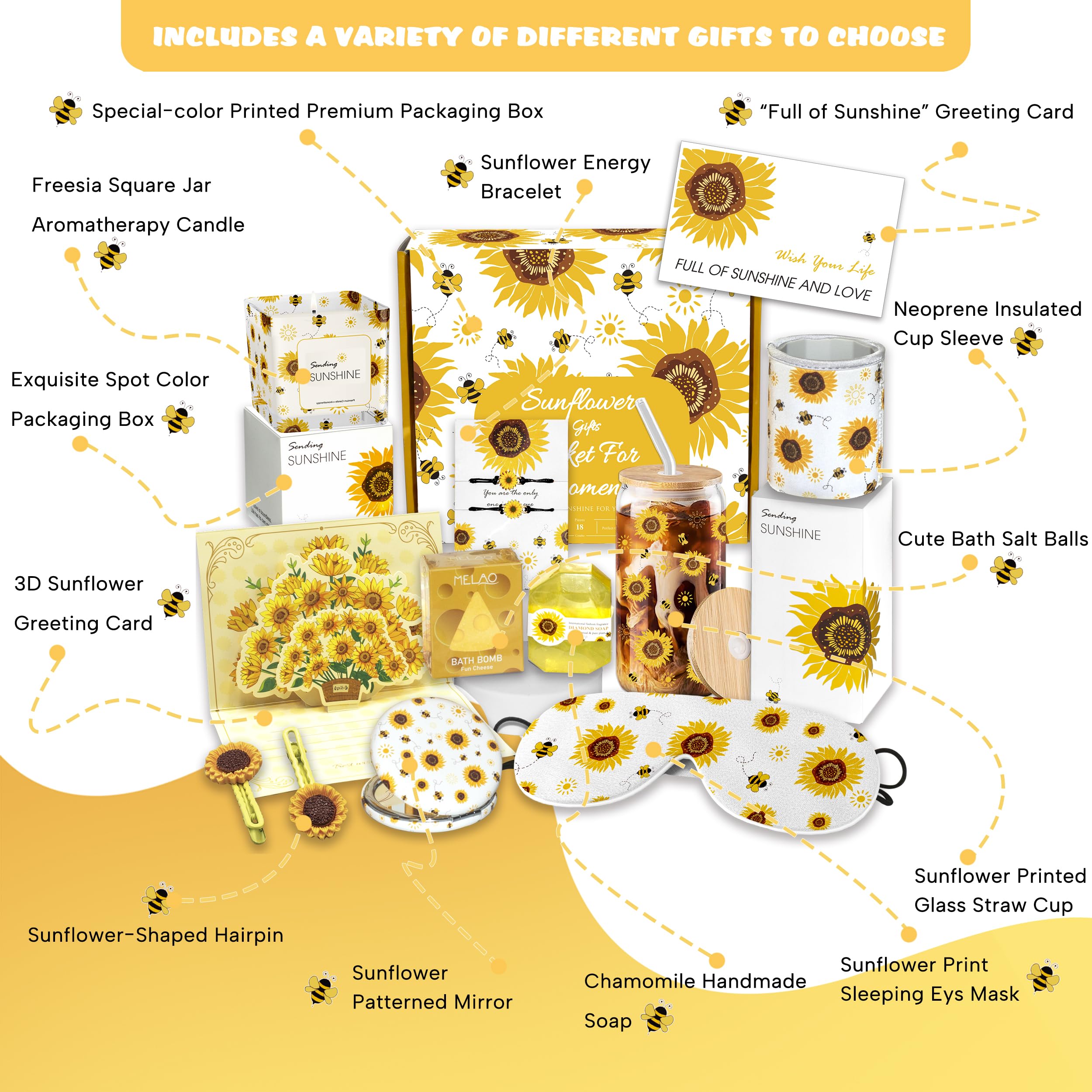Acessorz sunflower candle adds warm ambiance for cozy self-care moments.