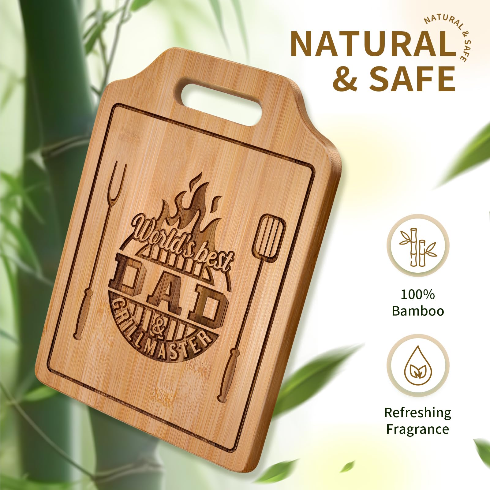 AceThrills bamboo board used for cheese and fruit platter.