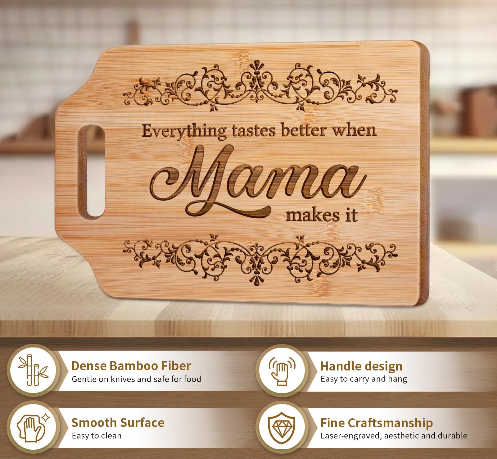 AceThrills bamboo board used as stylish kitchen decor and cutting board