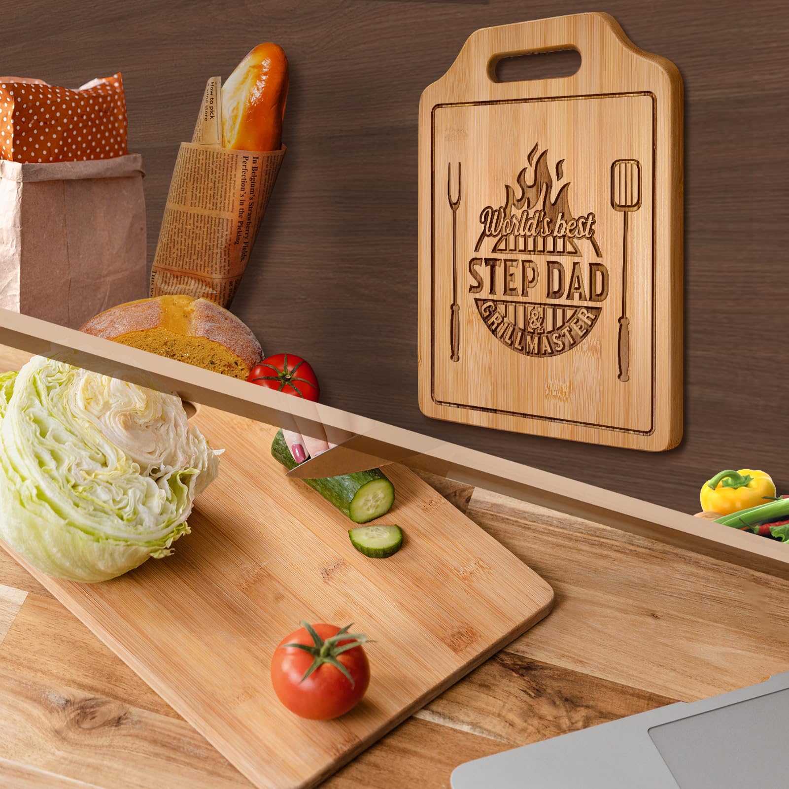 AceThrills bamboo cutting board decor on kitchen island showcases practicality