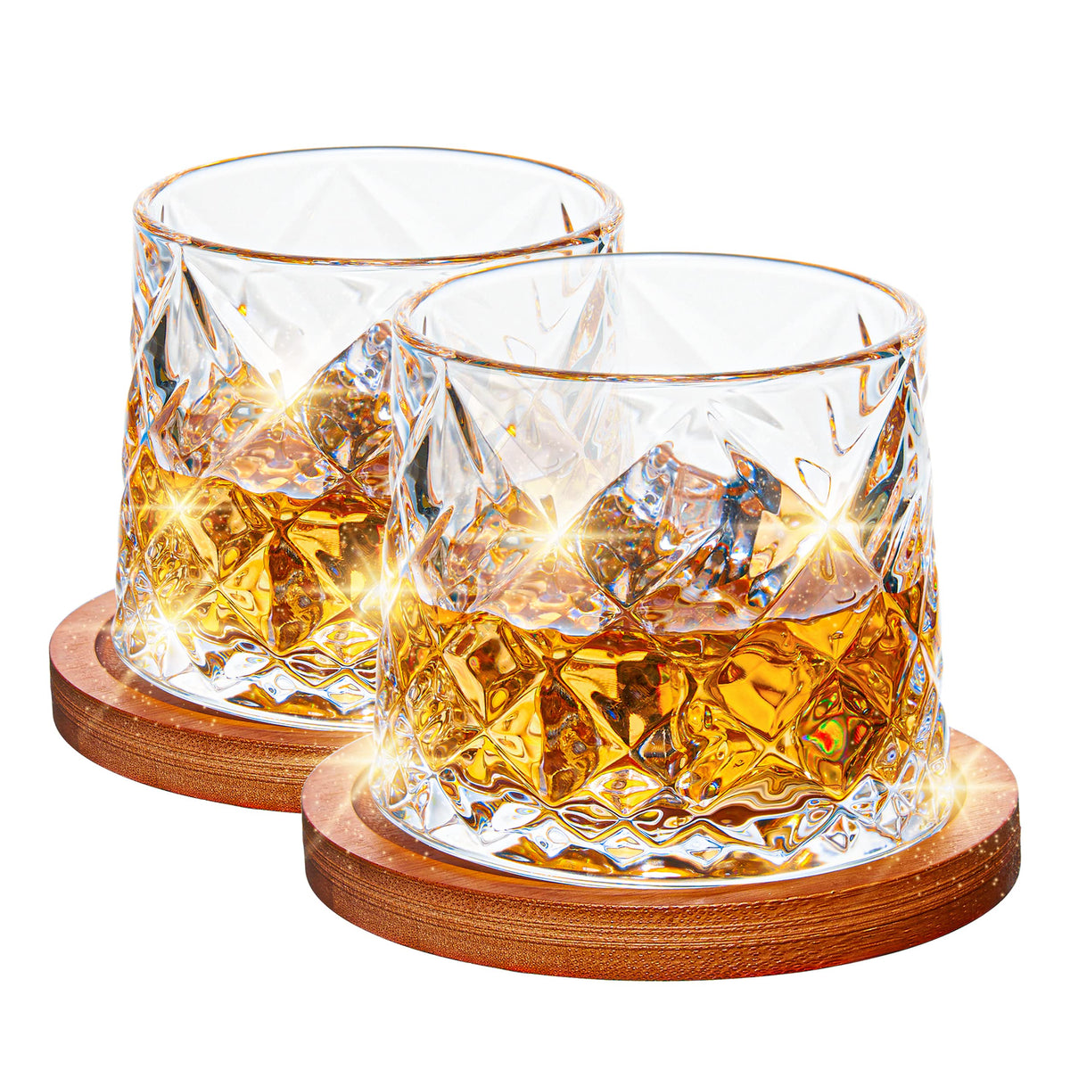 ACHEER 10oz large spinning whiskey glass set in a gift box for elegant gifting
