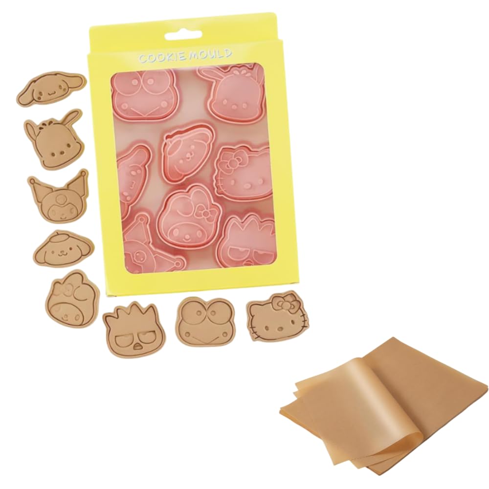 Achidane Kitty cookie cutters with 8 embossed shapes for cute, festival-ready cookies.