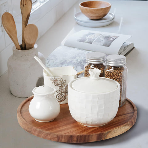 ACIAZAAZ 10-inch acacia lazy susan pantry organization helps declutter cabinets