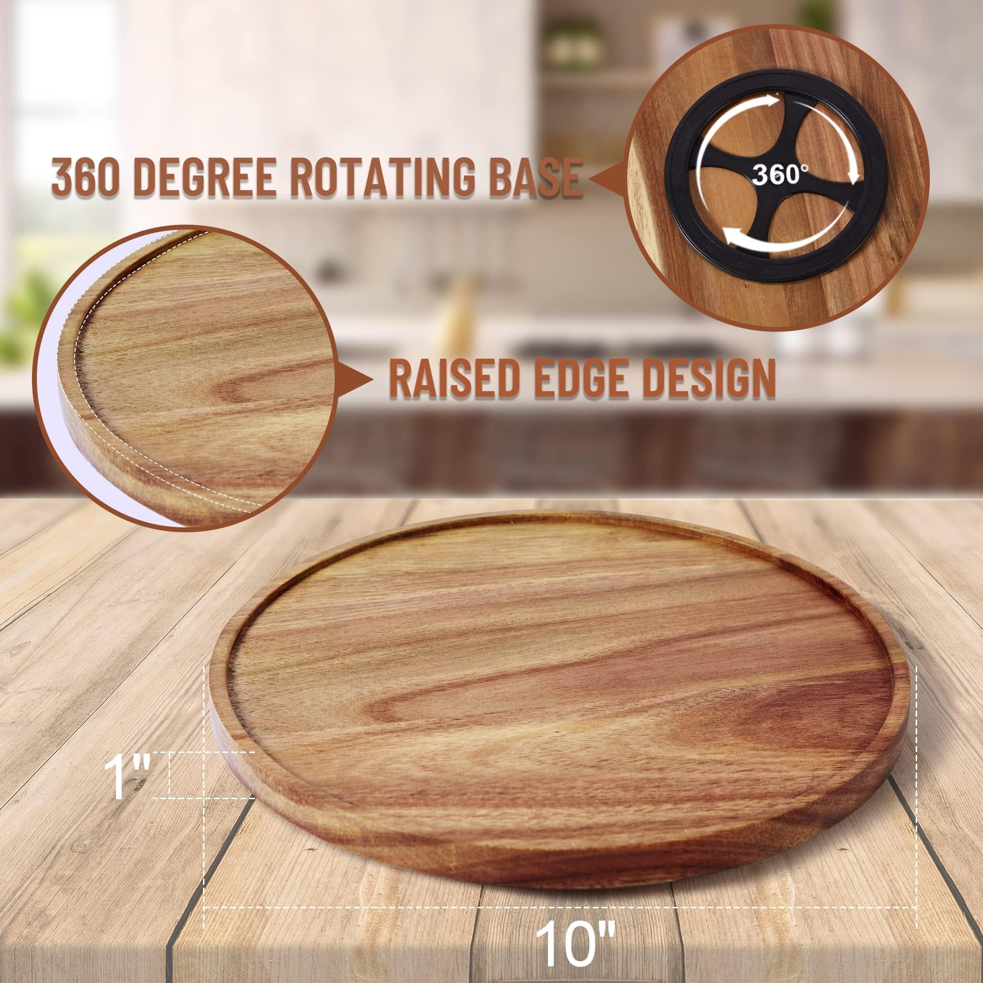 ACIAZAAZ 10-inch acacia lazy susan under-sink use keeps essentials within reach