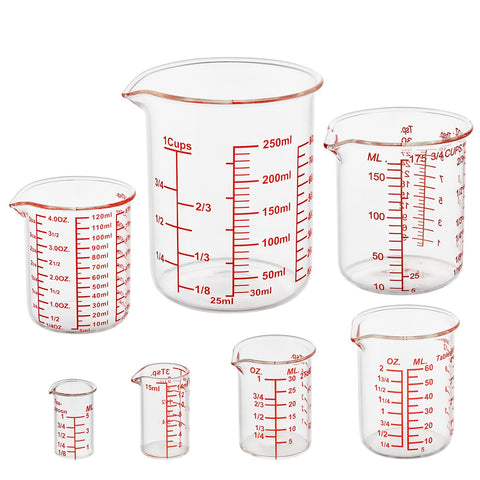 Ackers BORO3.3 7-piece glass measuring cups set for precise baking and cooking
