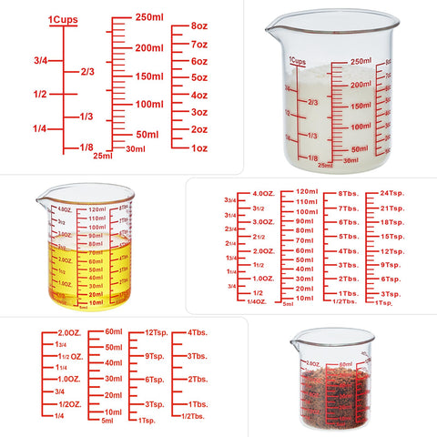 Ackers High borosilicate measuring cup set ideal for kitchen and lab liquid measurements