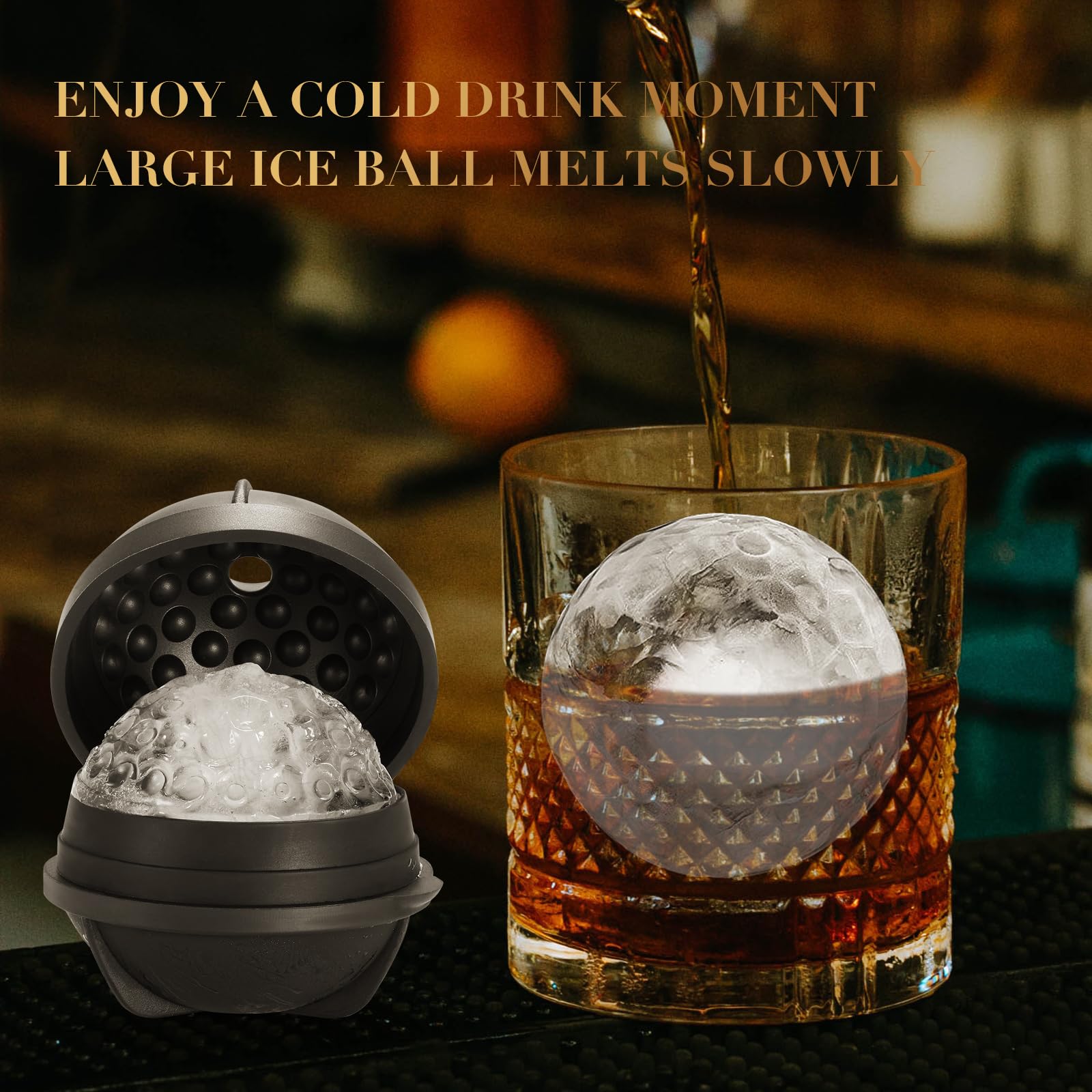 ACOOKEE easy-release ice tray pops out spheres for quick serving.