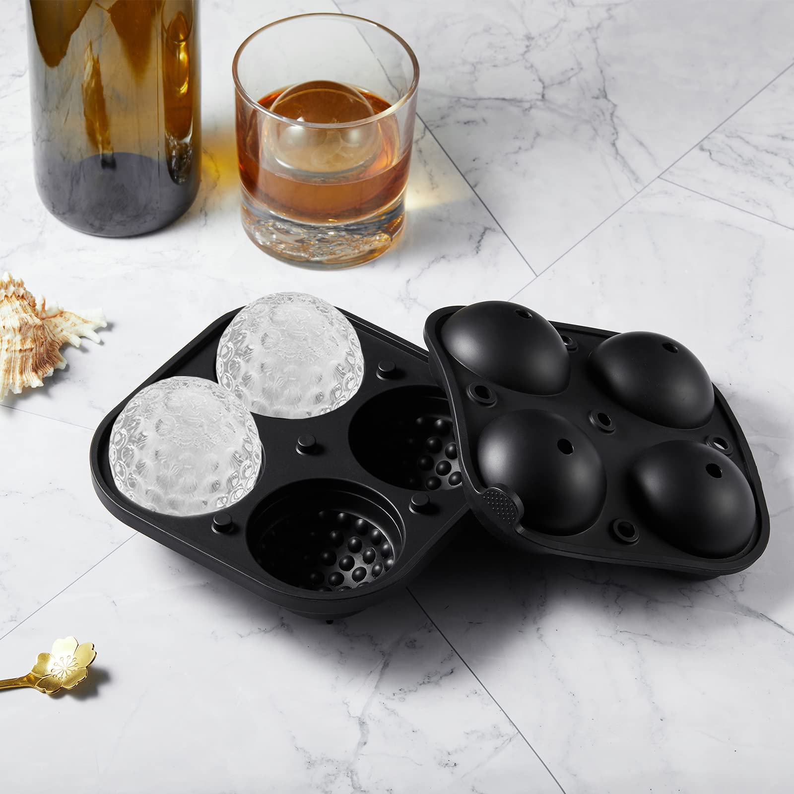 ACOOKEE four-sphere golf pattern ice cubes ready for party-ready drinks.