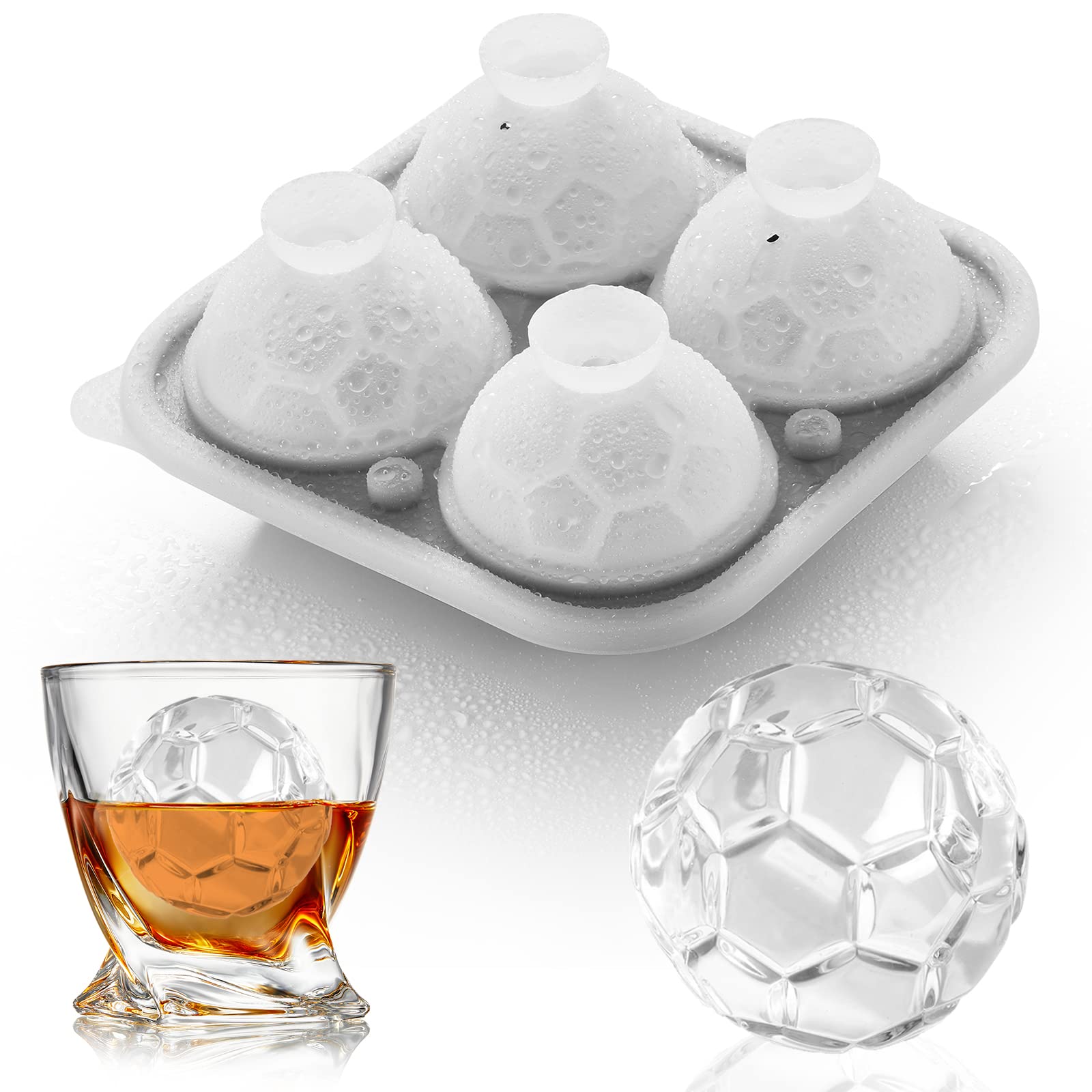 ACOOKEE silicone soccer ball ice cube mold with soccer-pattern spheres that stay colder longer
