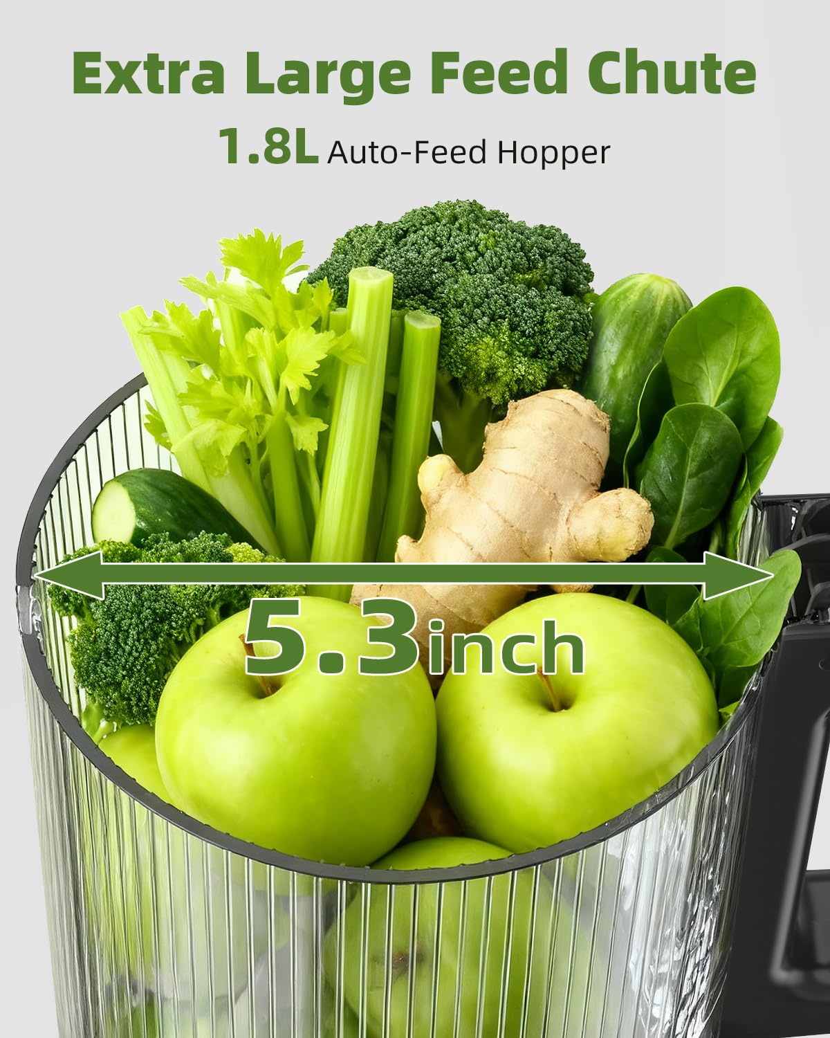 ACOOQOOS Juicer auto-feed design streamlines prep and saves time.