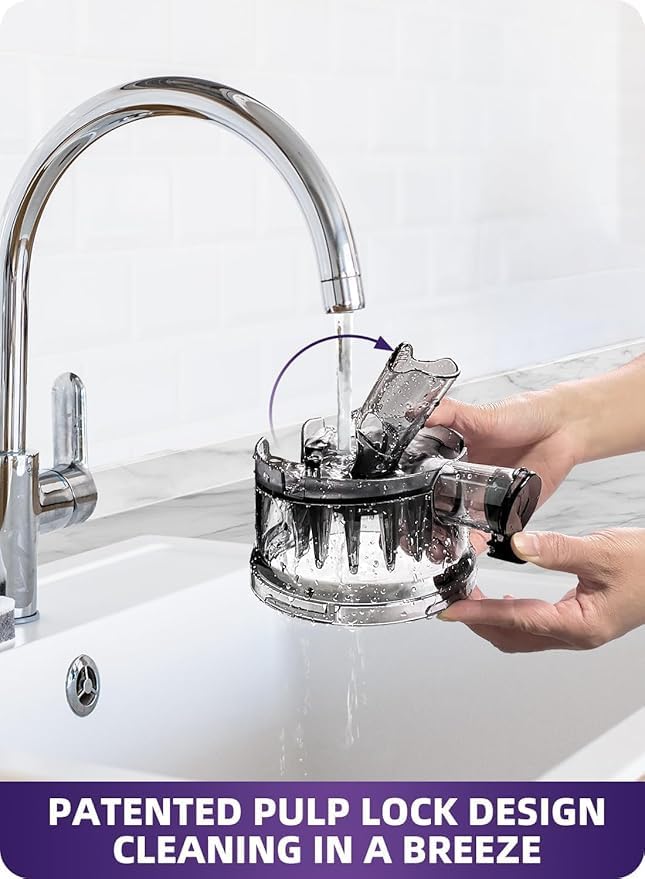 ACoqOOS juicer easy-clean design with minimal parts for fast cleanup.