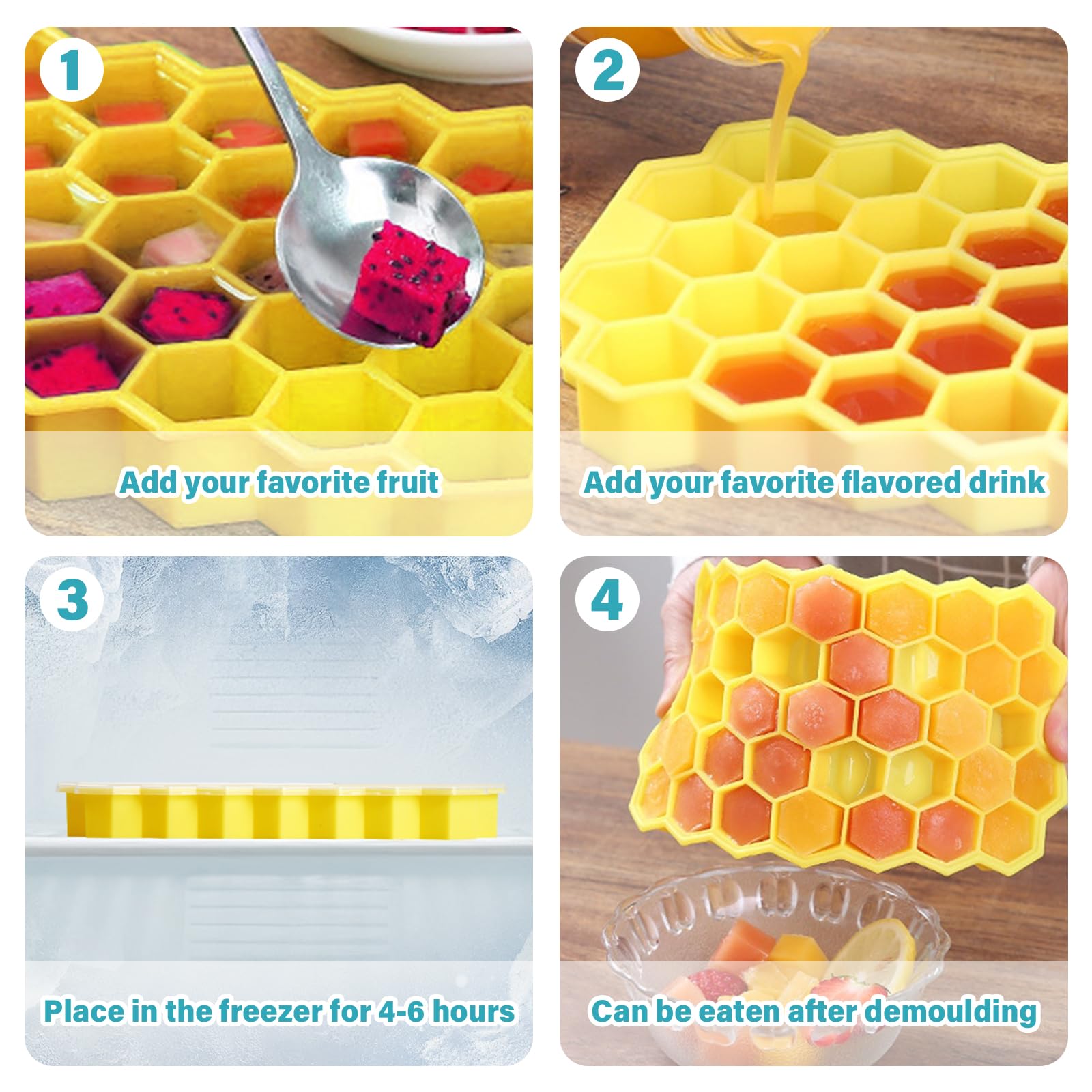 Acosexy multi-use silicone tray for juices, yogurt, and fruit ice.