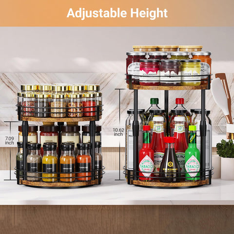 Across-Star height-adjustable spice rack supports bottles of various heights