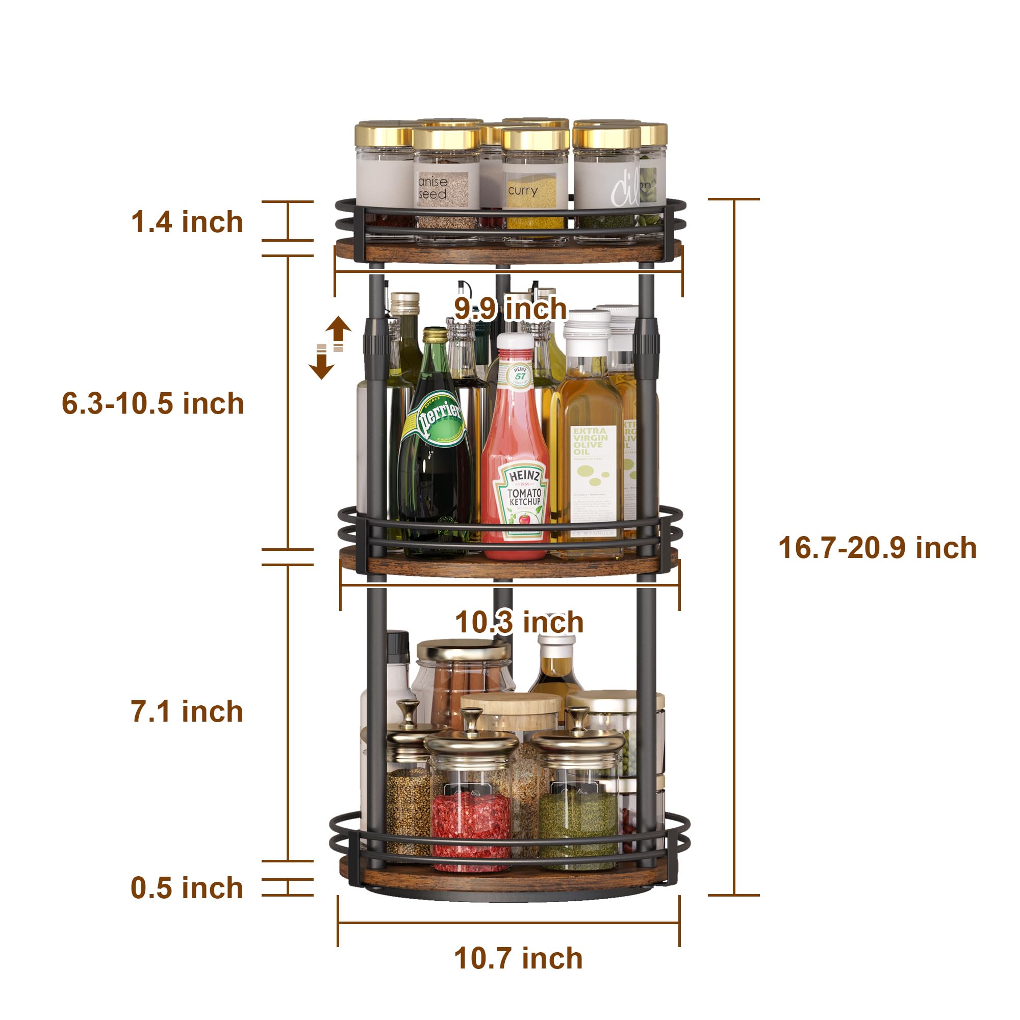 360 degree spin offers easy reach from any cabinet corner or countertop.