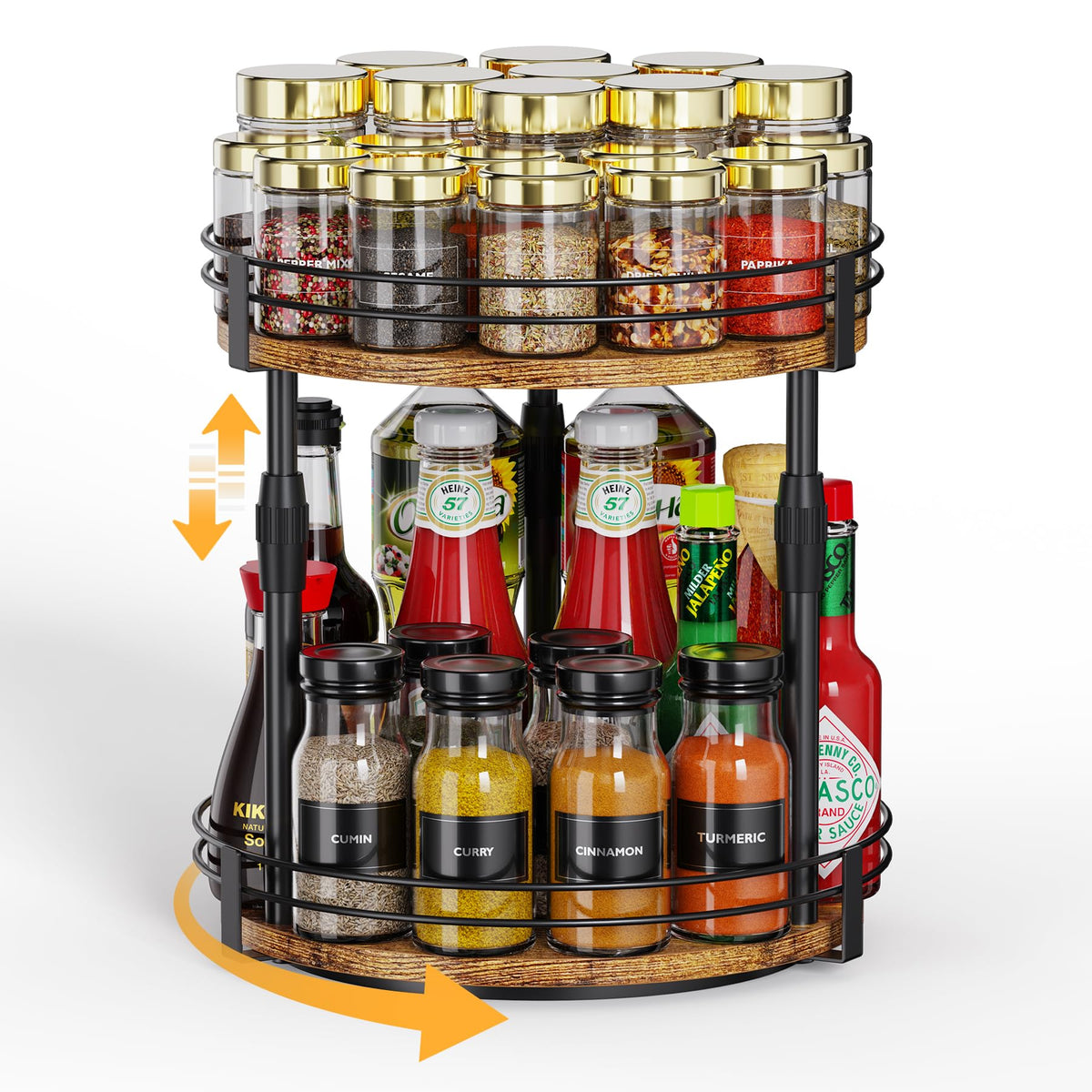 Across-Star lazy-susan 2-tier spice rack on counter for quick spice access