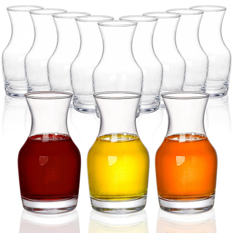 Acshio 12-pack mini carafes on table for individual servings and easy tasting