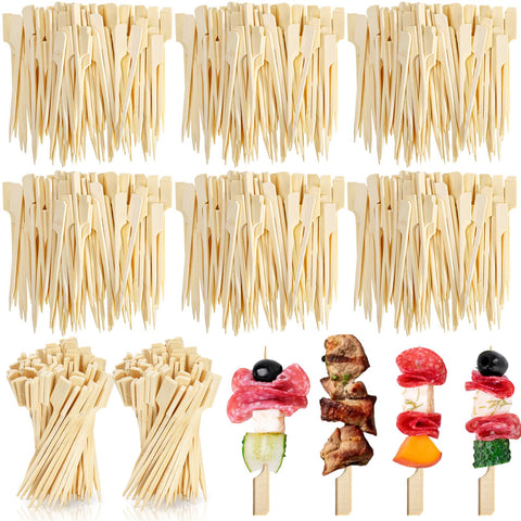 Acshio bamboo flat-paddle skewer with stable grip for appetizers