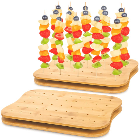 Acshio bamboo skewer holder with 90 holes for easy buffet display