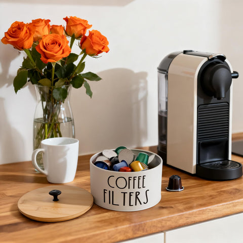 Acshio coffee bar decor accessory adding tidy, stylish touch to a counter