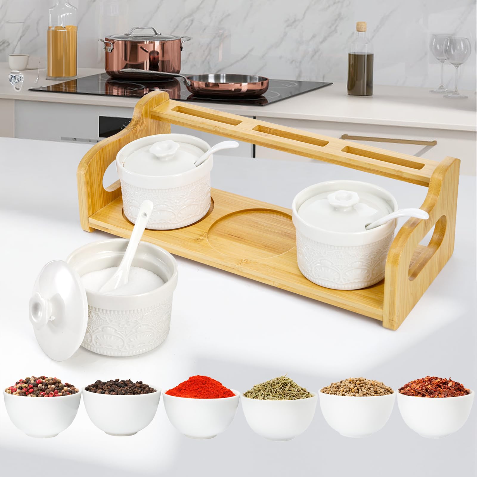 Acshio easy clean ceramic and bamboo materials arranged neatly