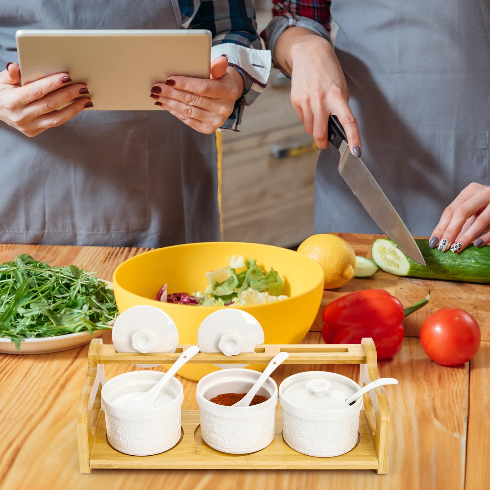 Acshio gift ready condiment set with vintage pattern