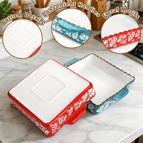 Acshio lasagna pan with double handles, easy transport from oven to dining table.