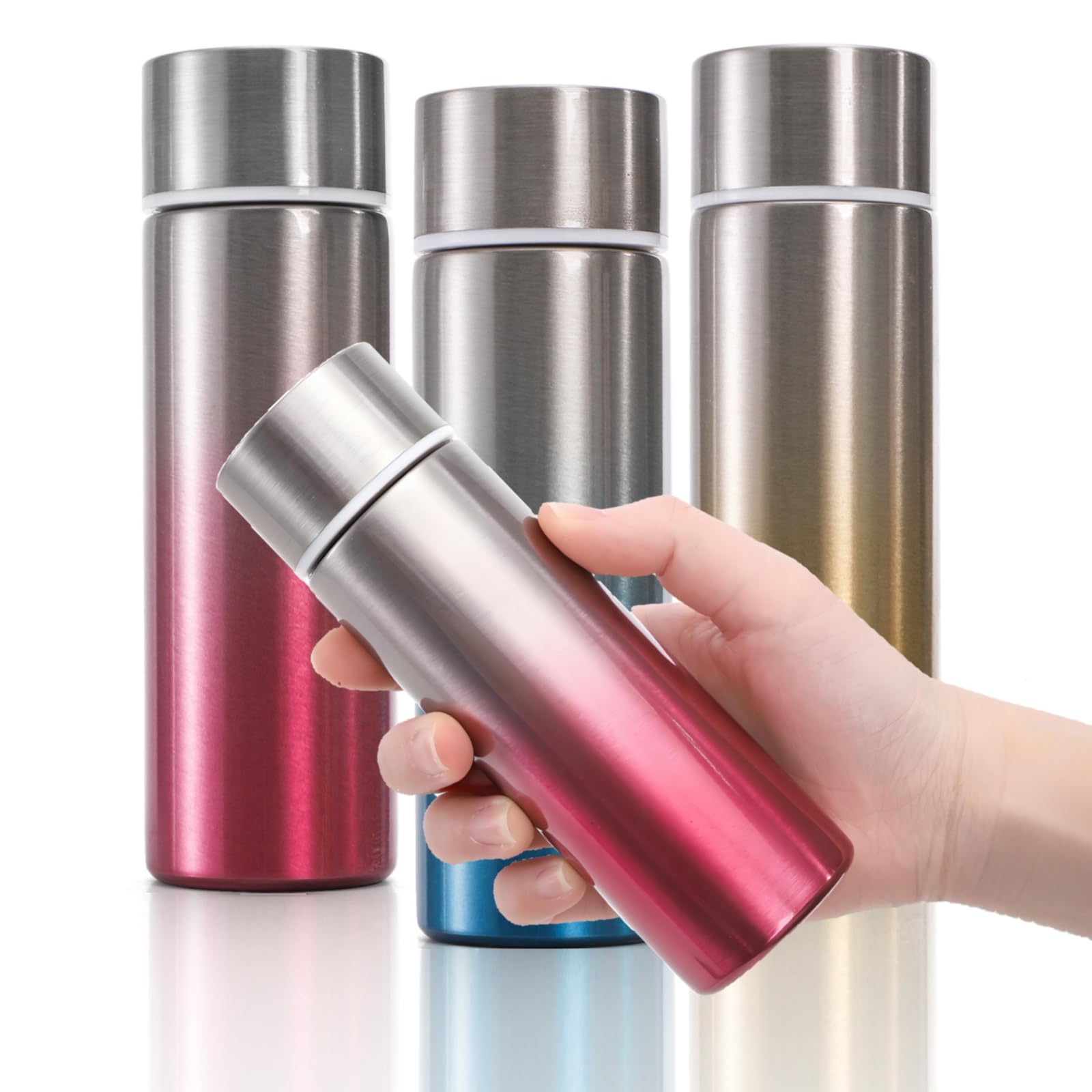 Acshio mini bottle with blue gradient for easy purse carry and durability.