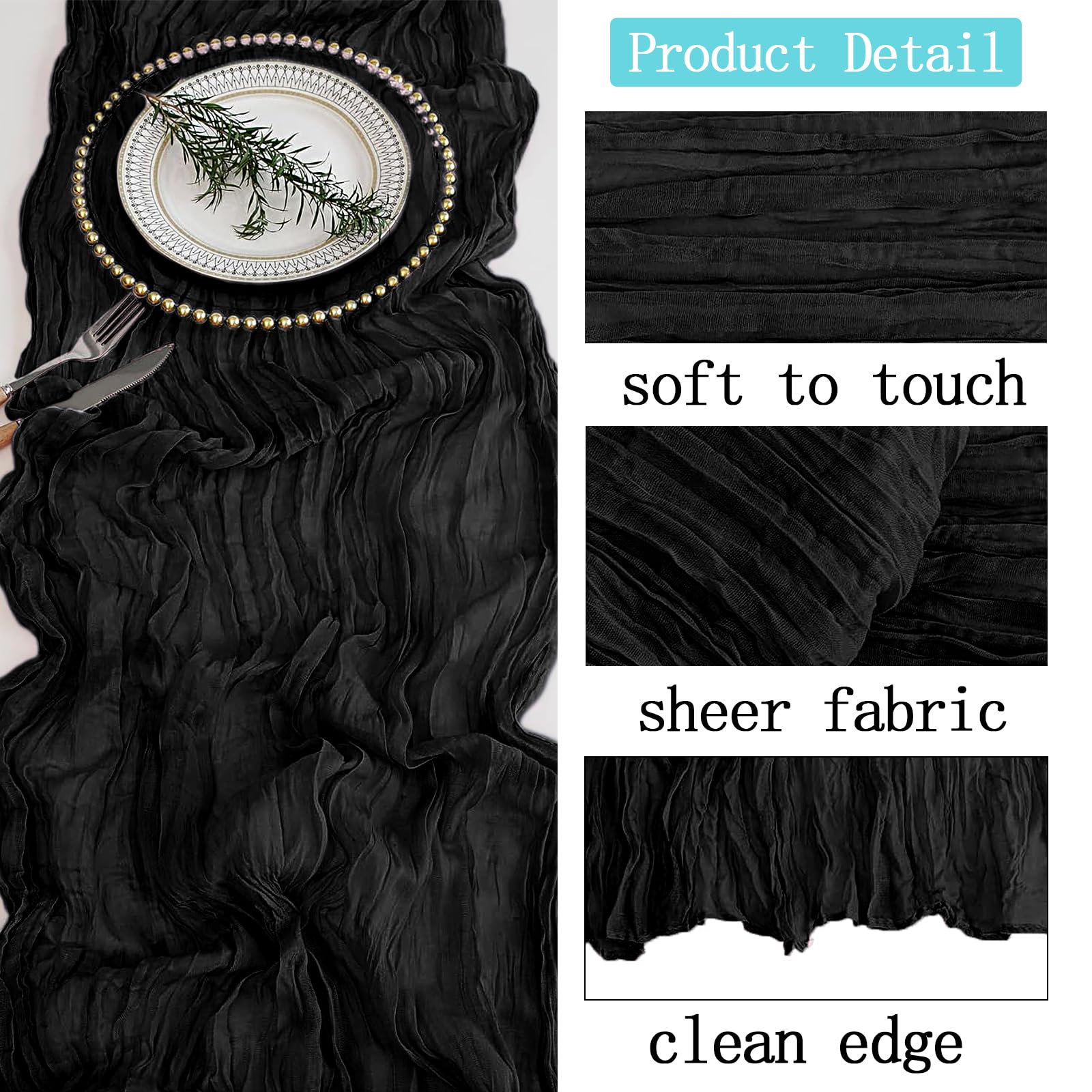 ACSUIT four-pack table runner draped on floor offers romantic ambiance for weddings
