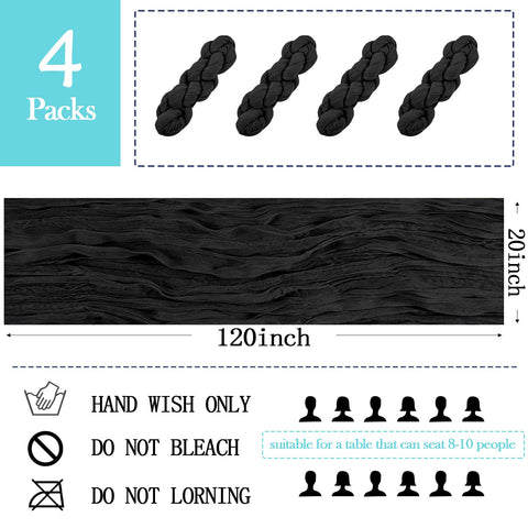 ACSUIT black cheesecloth table runner folded-detail showcases soft drape ideal for decor