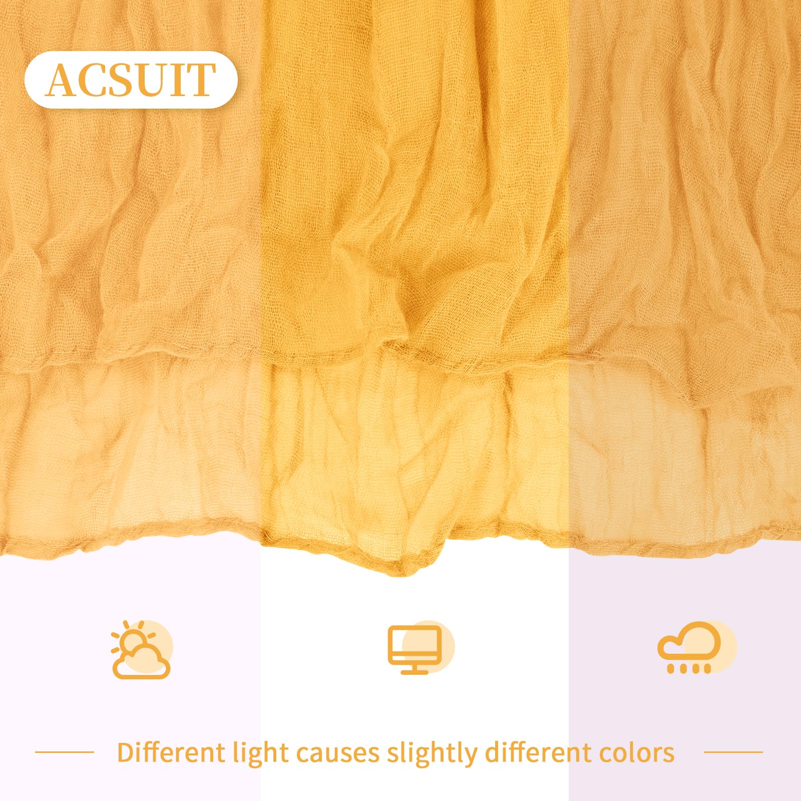 ACSUIT gold cheesecloth table runner used in baby shower decor with warm lighting
