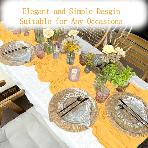 ACSUIT gold cheesecloth table runner easy care and reusable for events